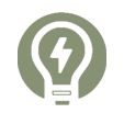 Lightbulb icon with a lightning bolt inside, signaling energy or a bright idea.