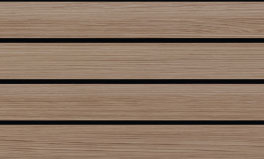 quattro-artisan-oak - All Seasons Steel Buildings Close-up of horizontal wooden slats with narrow gaps for a panel or wall surface.
