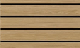 quattro-turner-oak - All Seasons Steel Buildings Close-up of horizontal light-brown wooden slats with thin dark gaps between them.